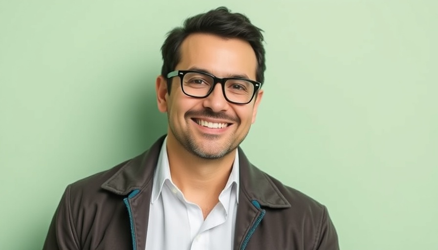 Portrait of man with glasses, green background, European agricultural practices.