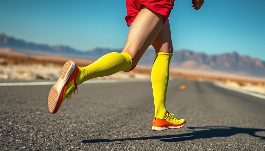 Dynamic running scene showcasing compression gear, emphasizing movement.