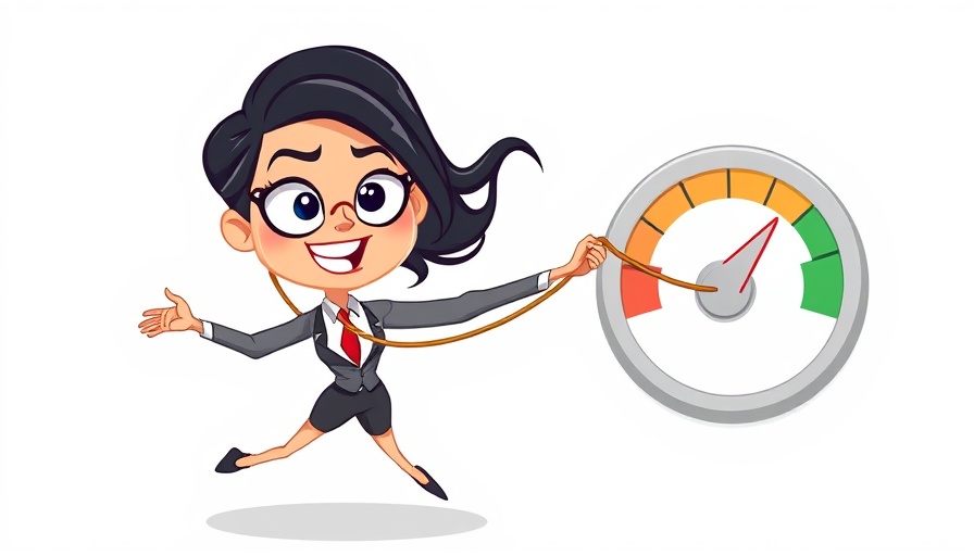 Cartoon businesswoman enhancing satisfaction meter for sustainable employability.