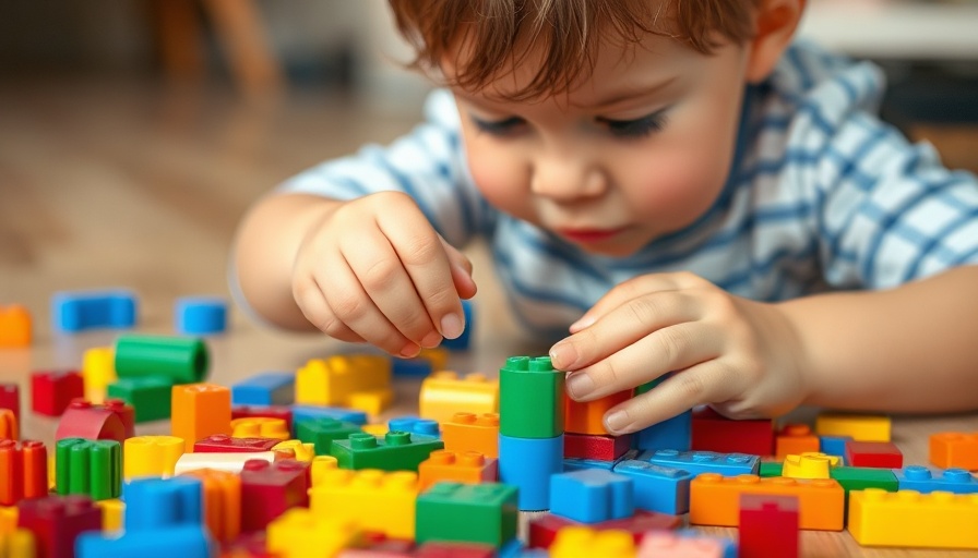 Child playing with building blocks, representing mental health for kids.