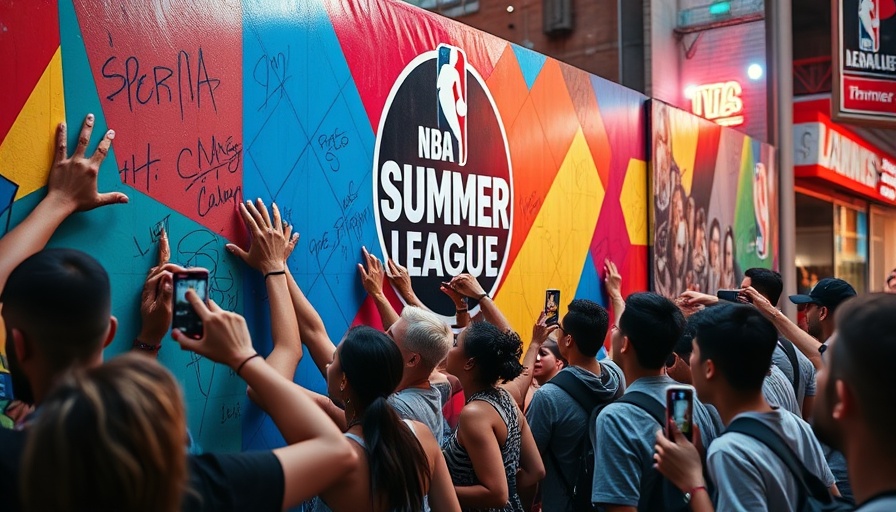 Fans engaging at NBA Summer League wall signing event.