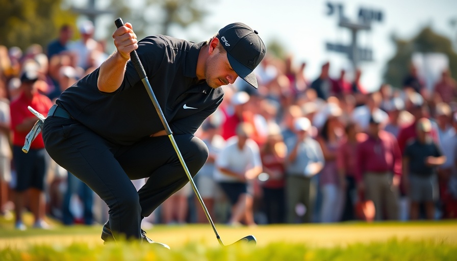 Golfer focused on putting at 2025 Open Championship course.