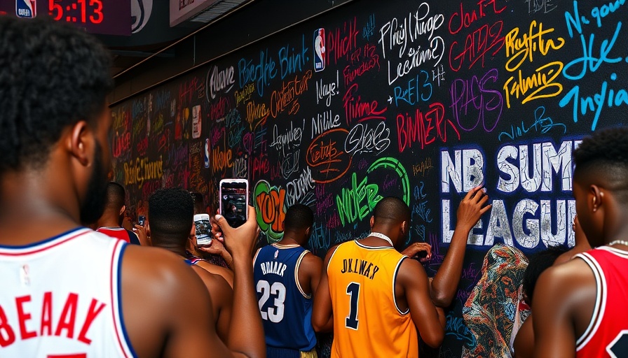 NBA Summer League cultural experience with fans signing graffiti wall.