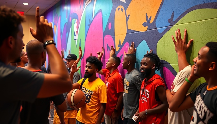 NBA Summer League event with people signing a wall.