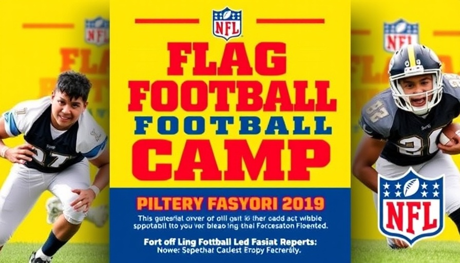 NFL Flag Football Camp flyer for a free one-day event at Eckersall Stadium.