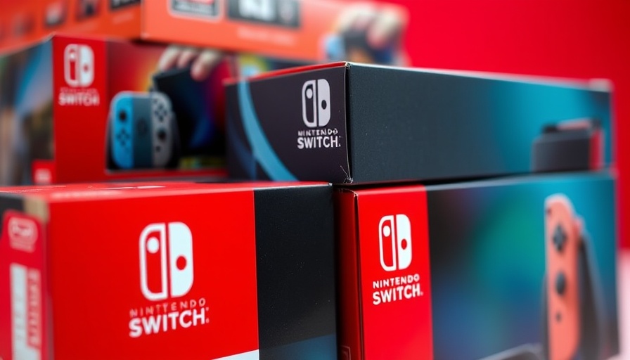 Stacked Nintendo Switch boxes in bright red packaging.