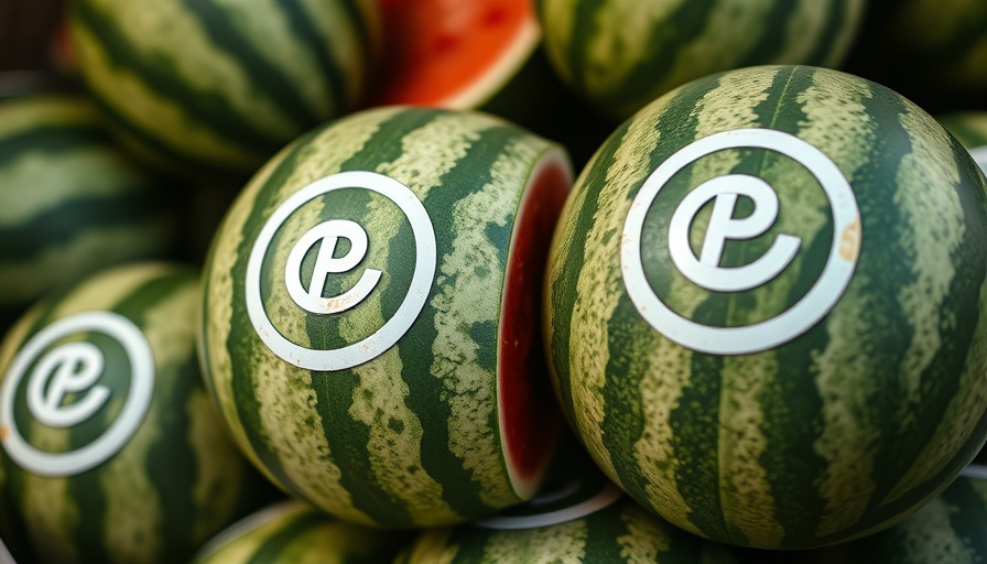 Watermelons with copyright symbols imply patent on watermelon.