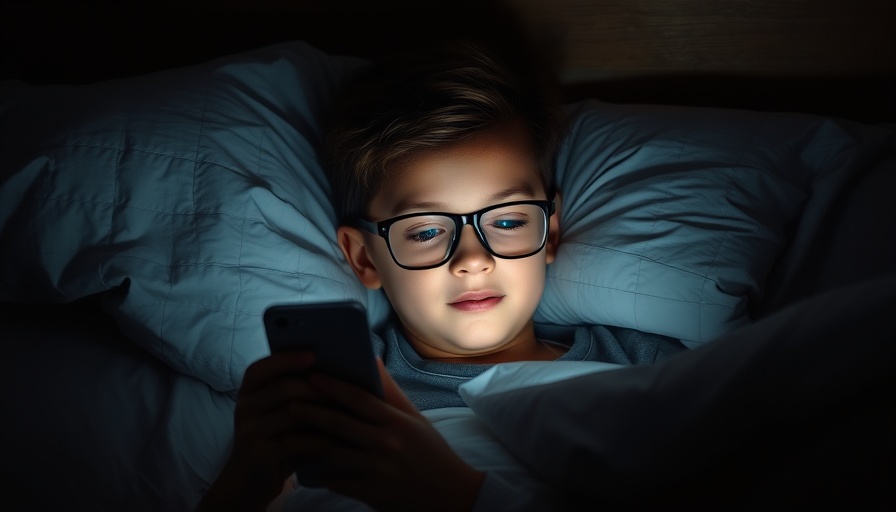 Indian boy using smartphone in bed, illustrating screen time study.