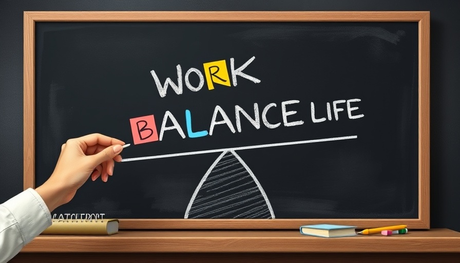 Work-life balance concept with chalk seesaw and sticky notes.