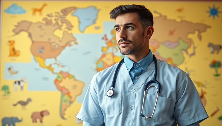 Colorado Medicaid collaborative care mental health professional in front of a world map mural.