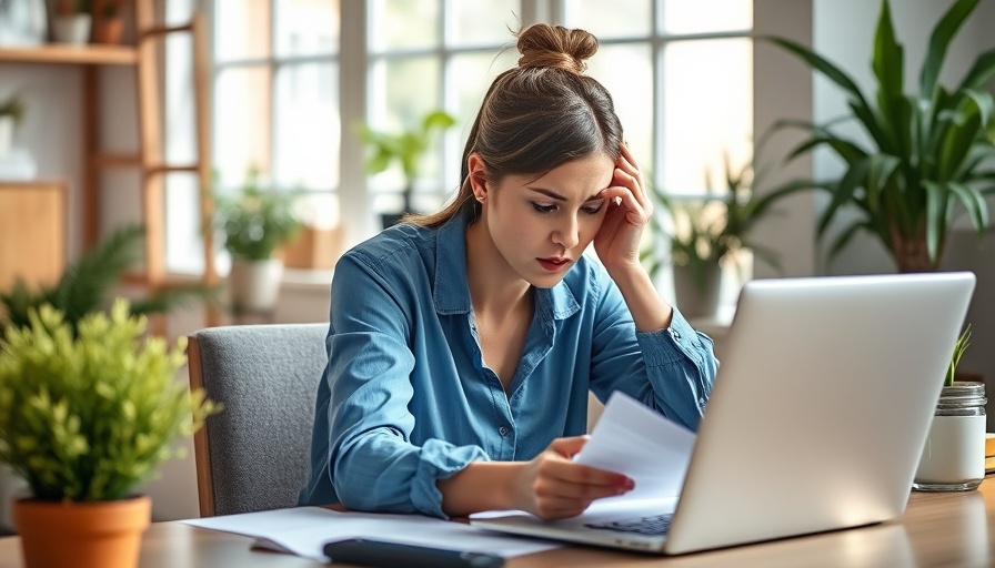 Stressed woman at desk, reflecting reform of the disability leave system.