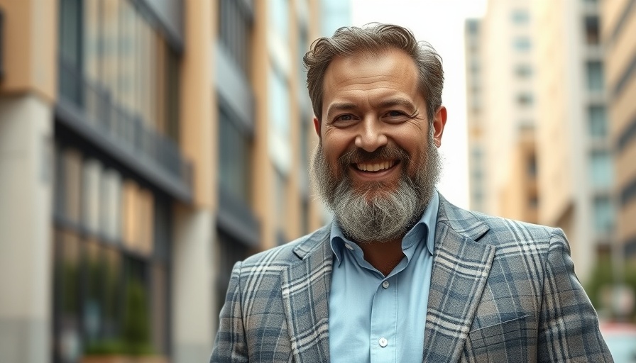 Mature man standing in urban environment, exemplifying confidence.