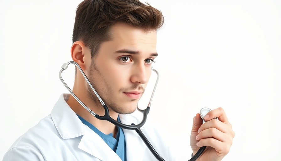 Medical professional adjusting stethoscope, healthcare focus.