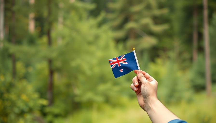 New Zealand work-life balance: Person holding a flag in nature.
