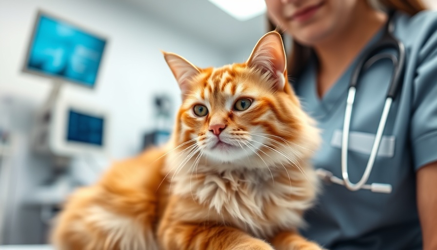 Veterinarian examining fluffy cat in clinic, relating to largest pet insurance companies in the US.