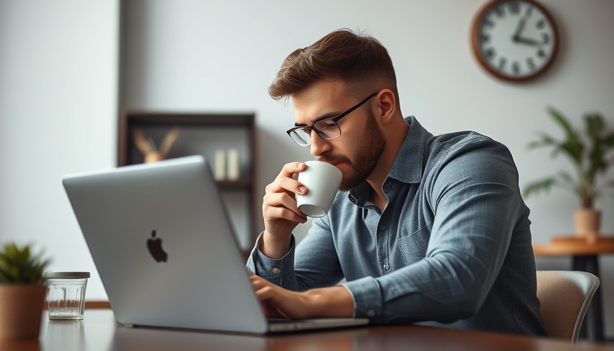 Man practicing effective remote work strategies, using laptop