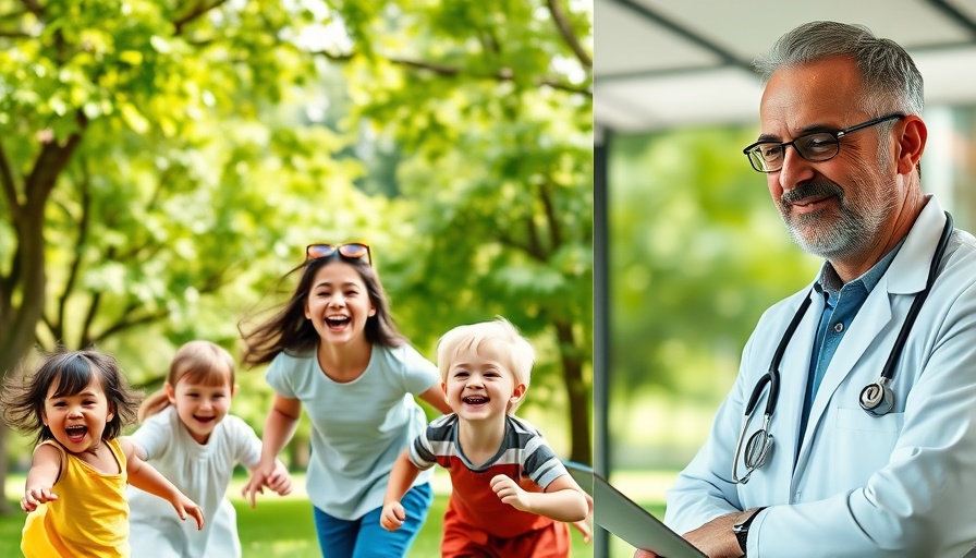 Family playing in park and doctor, work-life balance prescription concept.
