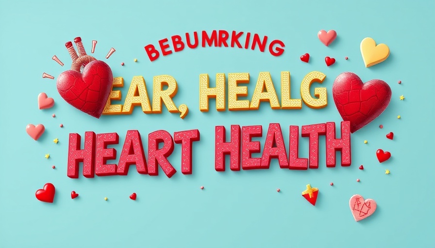 Conceptual image debunking heart health myths with creative typography.