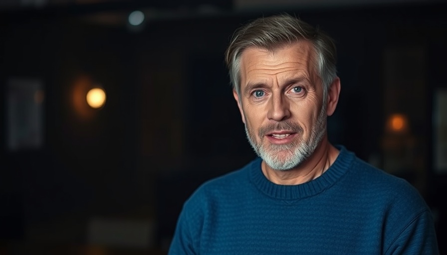 NFL marketing strategies with middle-aged man in blue sweater speaking.