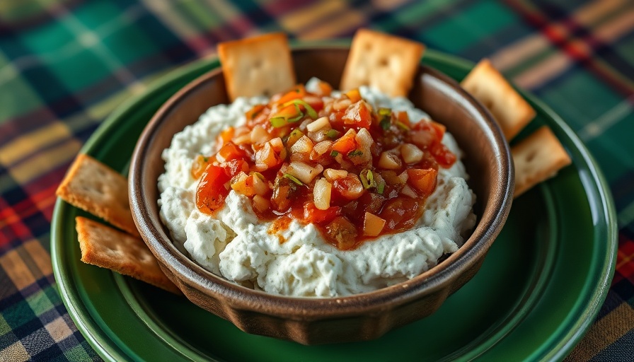 Cottage cheese with salsa macha styled with crackers on plate.