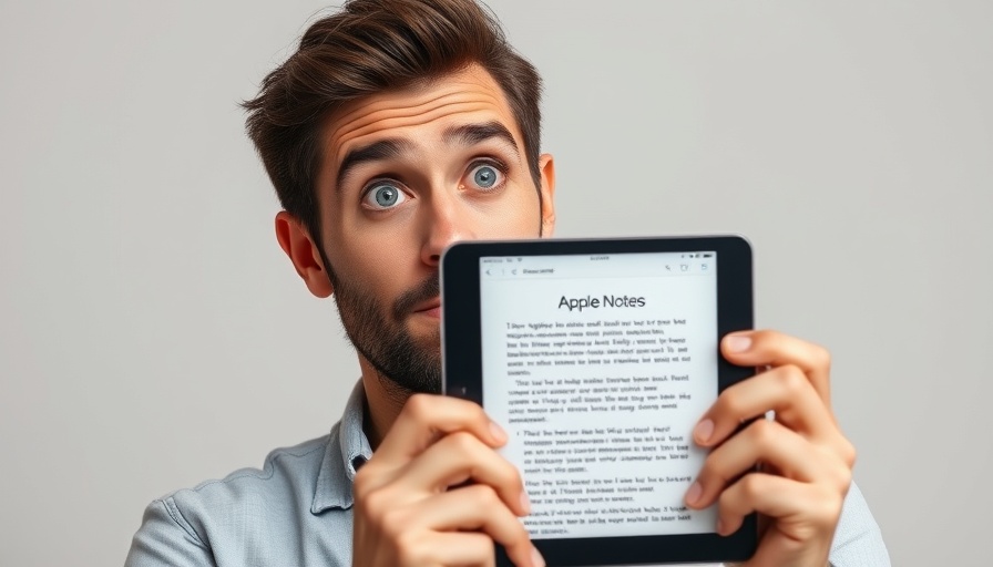 Man pointing at Apple Notes productivity tricks on a tablet.
