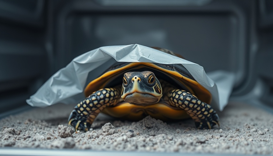 Turtle in travel environment exploring surroundings.