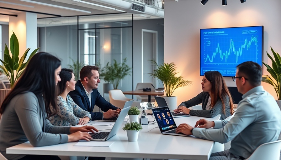 Professionals discussing crypto payroll solutions with digital tools.