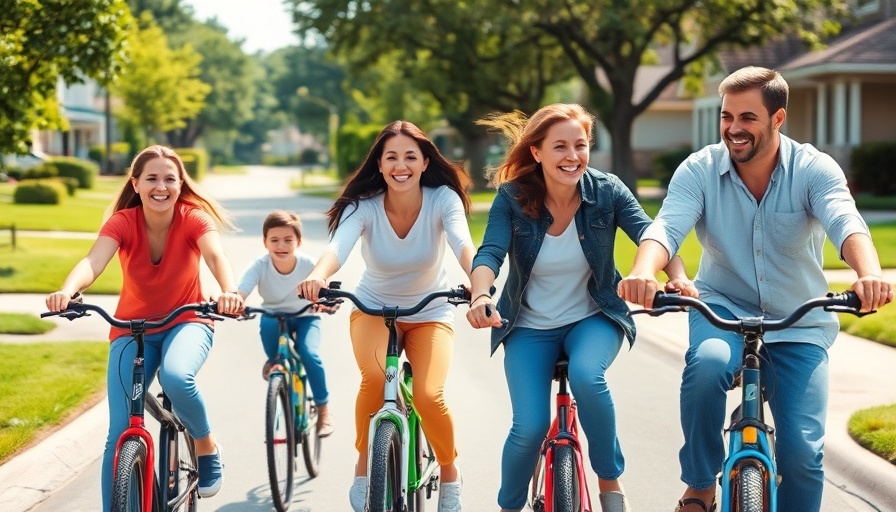 Family enjoying a digital detox by cycling together outdoors.