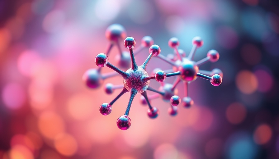 Abstract molecular structure with vibrant colors, exposure to gun violence linked to depression and suicide risk.