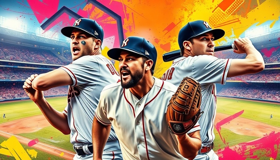 MLB trade deadline 2025 vibrant player collage with abstract backdrop.