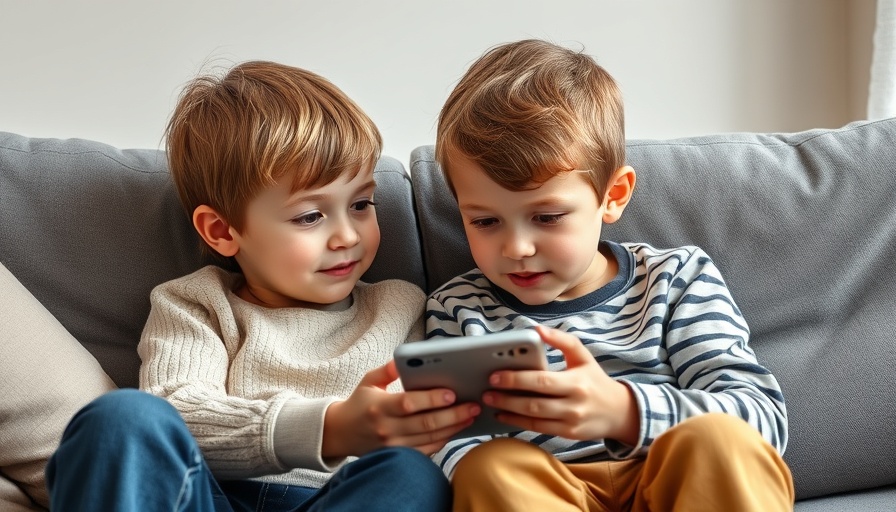 Kids learning screen time habits, enjoying smartphone, cozy sofa
