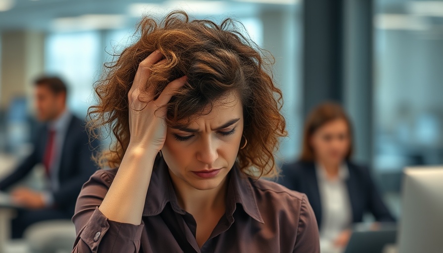 Woman experiencing depression in the workplace, office environment