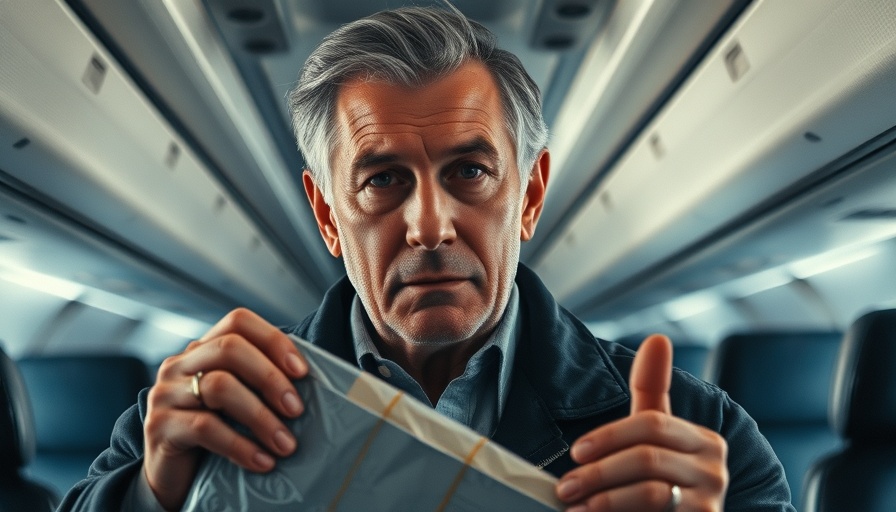 Older man gesturing with package in hand, possible game character hint.