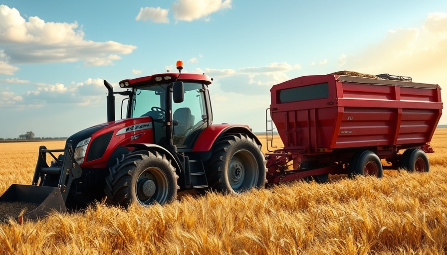 Modern tractor harvesting wheat field highlighting current price pressure on wheat markets.