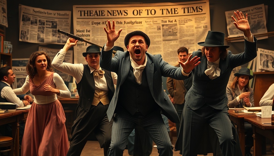 Theatrical performance in Iowa depicting vintage newsroom, can't-miss events.