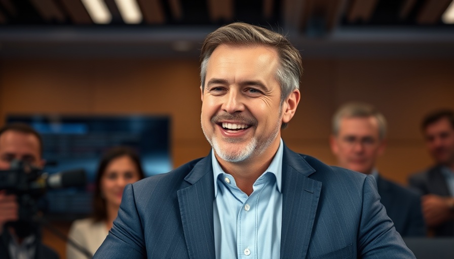 Confident man speaking at a press conference.