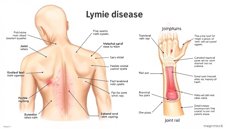Diagram to recognize Lyme disease symptoms with educational medical art.