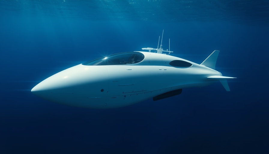 White submersible in deep blue ocean, highlighting modern design and technology.