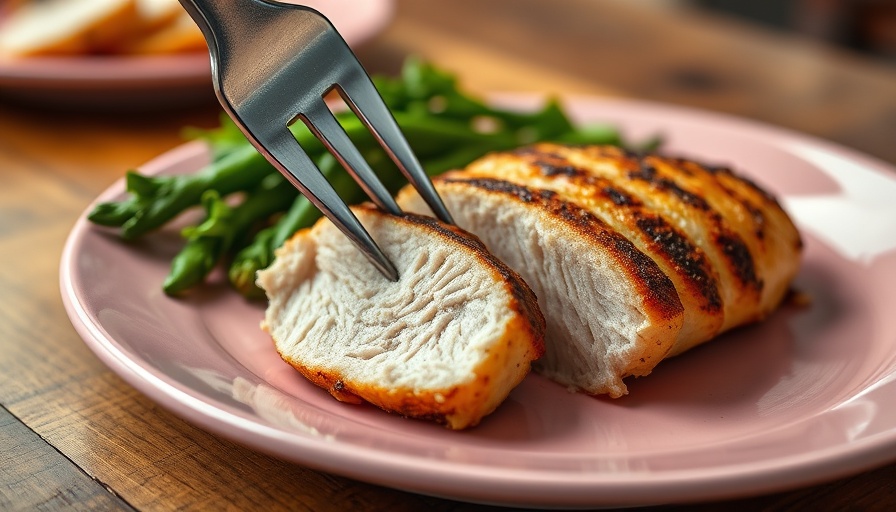 Lidl plant-based chicken filet review with filet on pink plate.