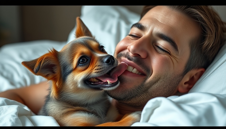 Emotional support animal study findings: Dog affectionately licking man's face.