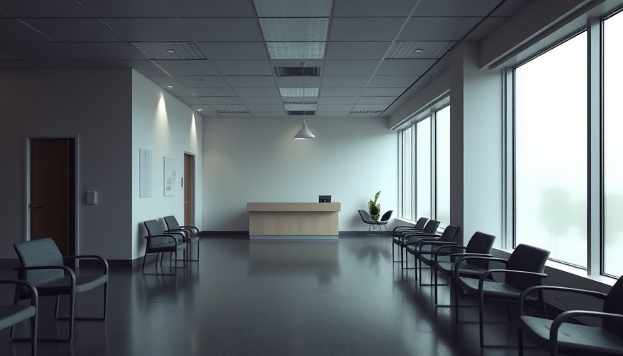 Empty mental health clinic waiting room highlighting staff shortages.