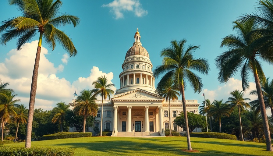 California capitol building with palm trees, symbolizing telework savings