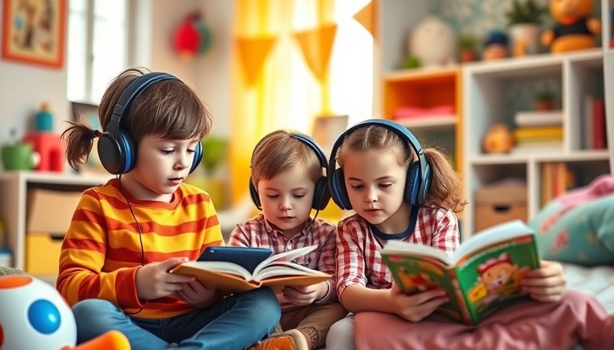 Kids enjoying screen-free time with audio and books.
