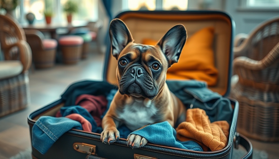 French Bulldog in suitcase symbolizing global pet travel.