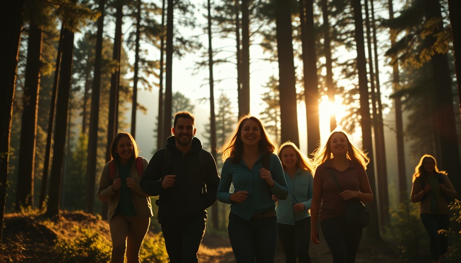 Employees enjoy nature hike, boosting performance with life outside work.