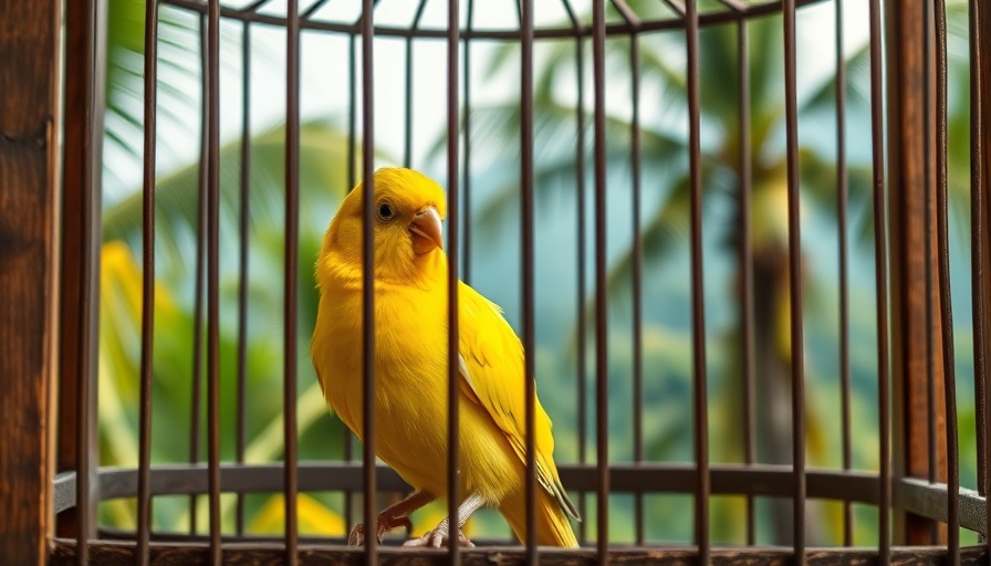 Yellow canary in a vintage cage symbolizing the work-life balance trap.