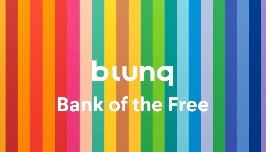 Bunq colorful logo on vibrant striped background