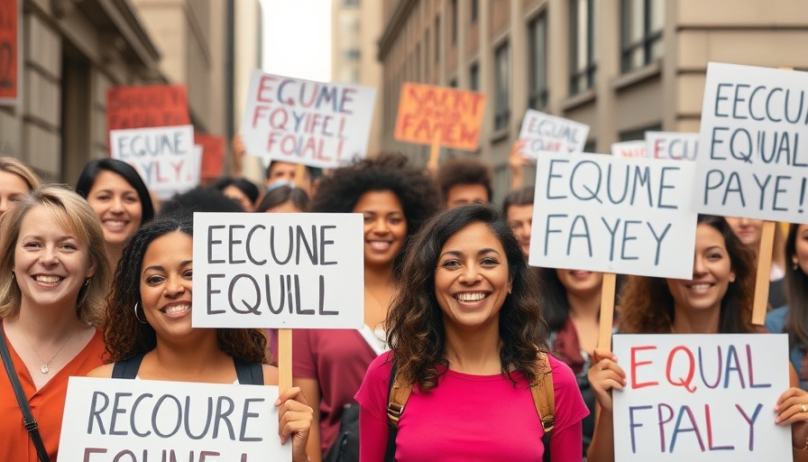 Protestors holding signs, advocating for salary transparency.