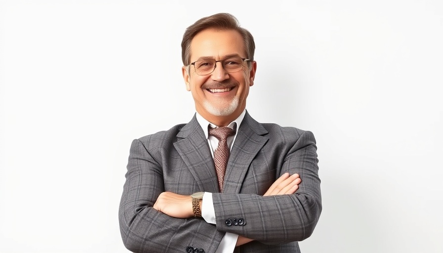 Confident smiling man in a checked suit, mental health at workplace.