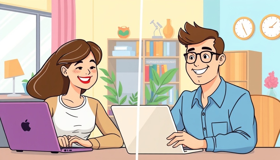 Illustration of remote work video call setup showing office and home, related to remote work tax compliance 2025.